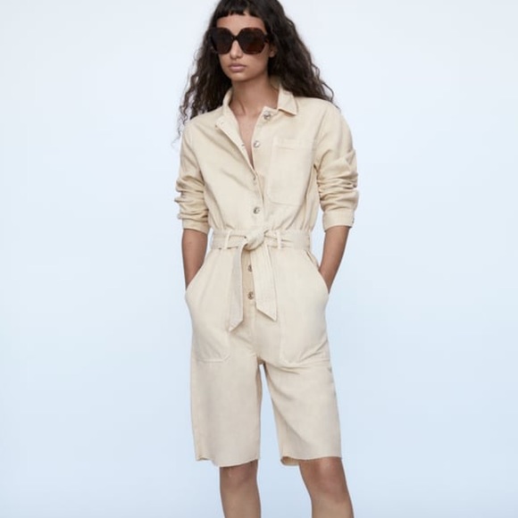 Zara Pants - ZARA Rustic Belted Jumpsuit